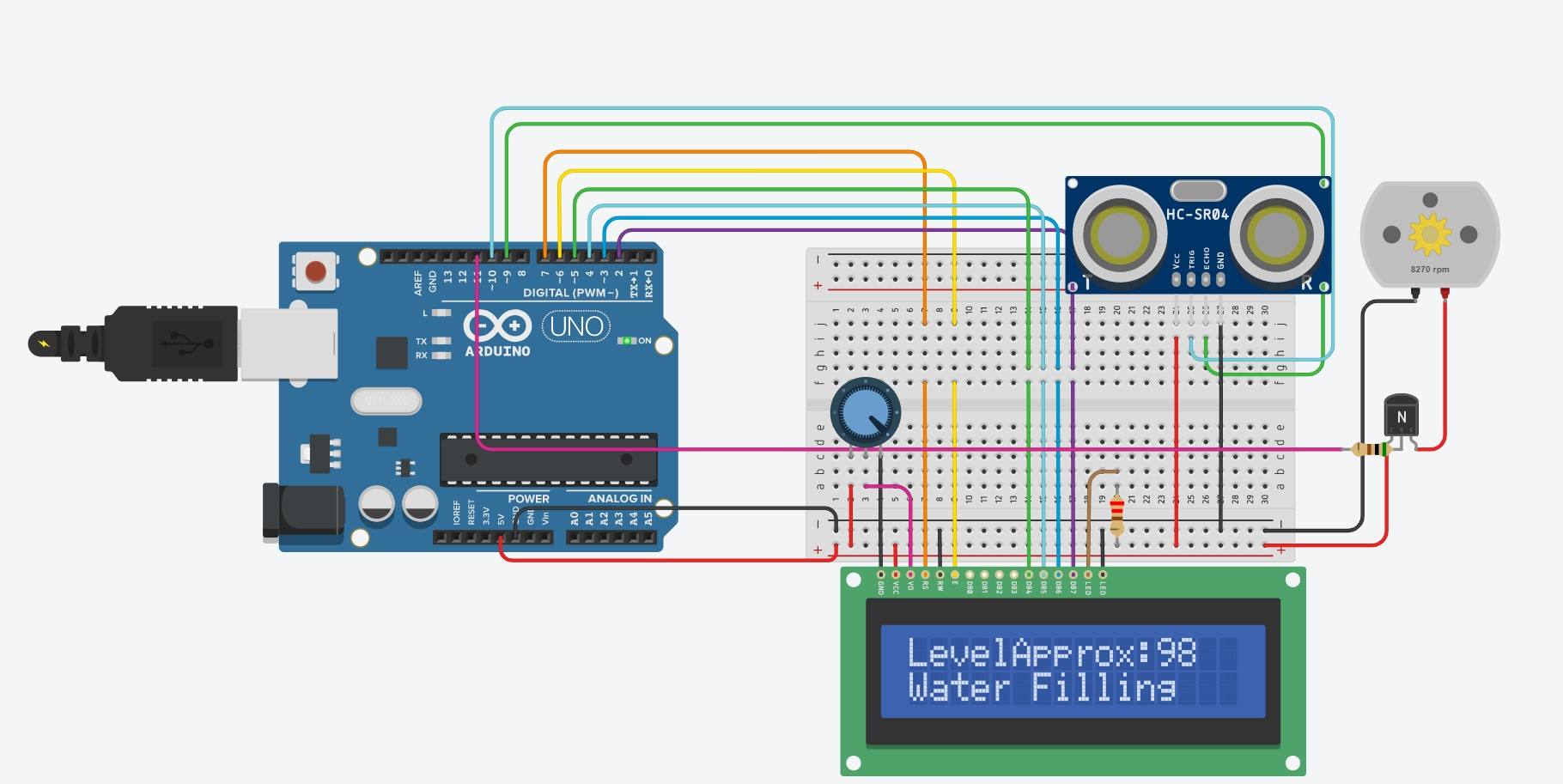 Water level indicator and pump controller using arduino