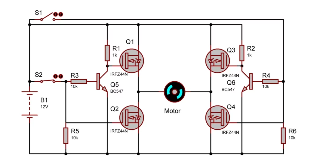 H Bridge Motor Driver Circuit Diagram