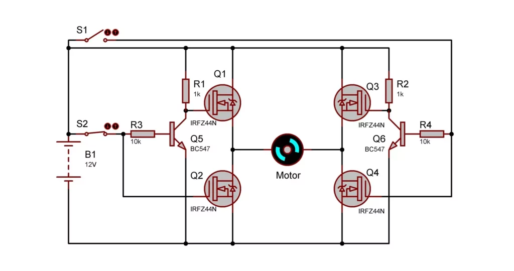 H Bridge Motor Driver Circuit Diagram