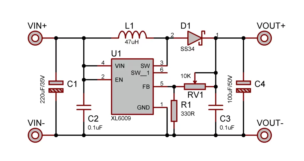 XL6009 Boost Converter Circuit