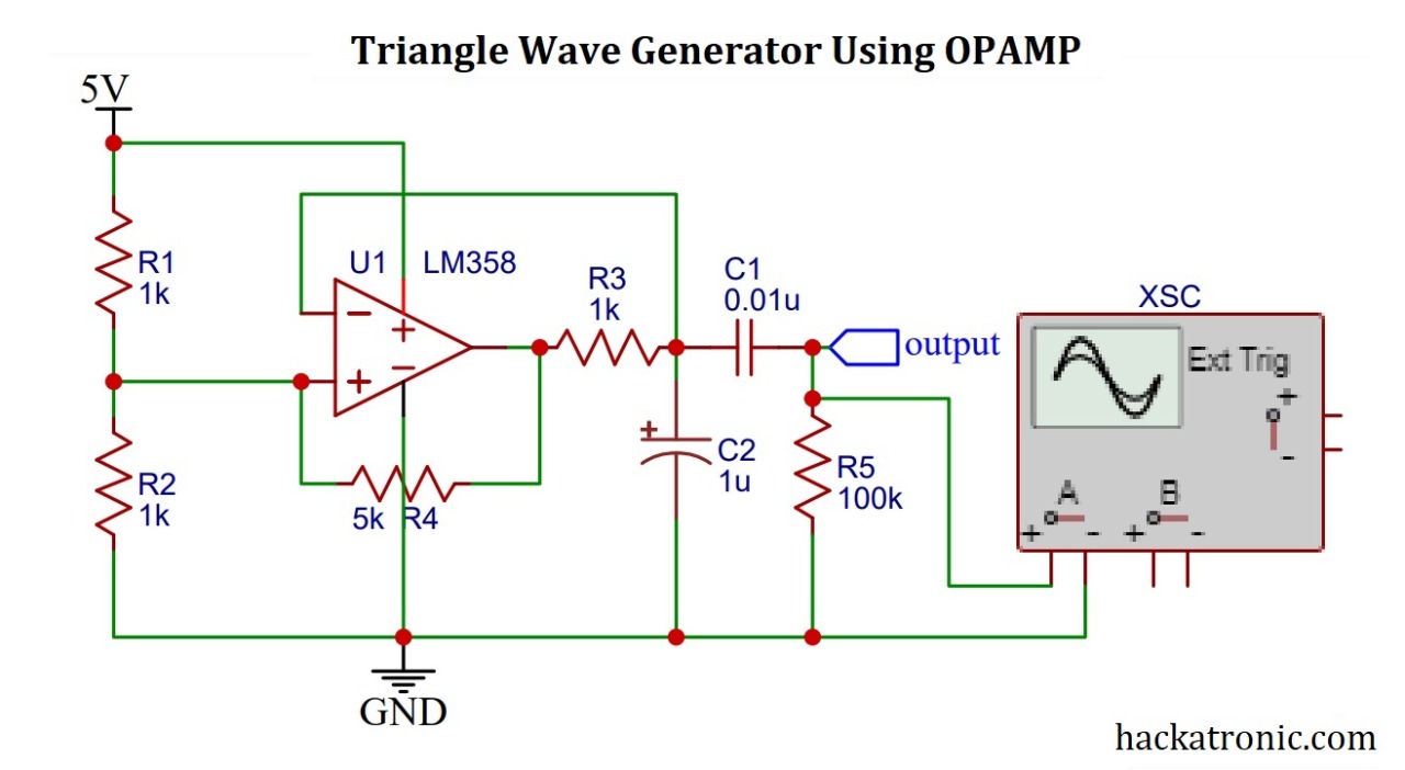 Triangle wave generator using opamp