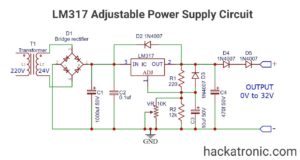 LM317 adjustable voltage regulator circuit » Power supplies