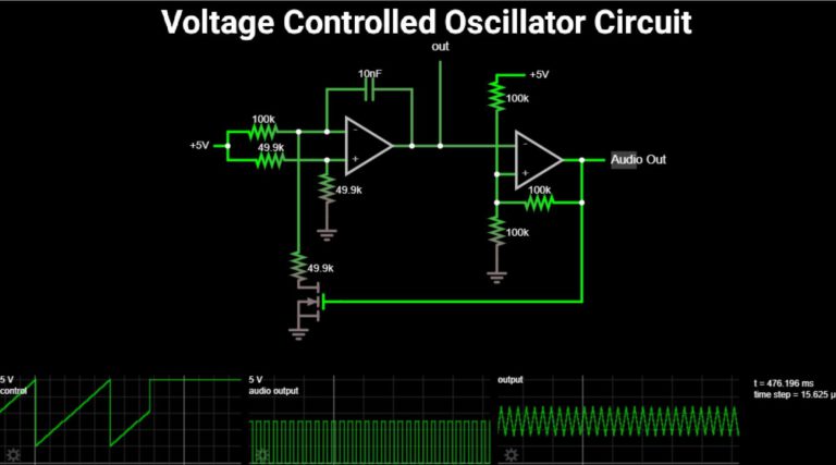 Voltage controlled oscillator circuit using LM566 VCO IC