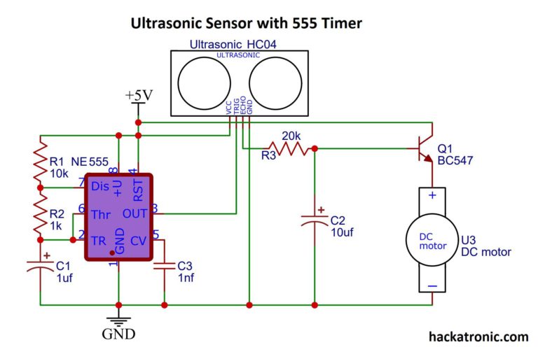 Ultrasonic Sensor Without Arduino using 555 timer » Hackatronic