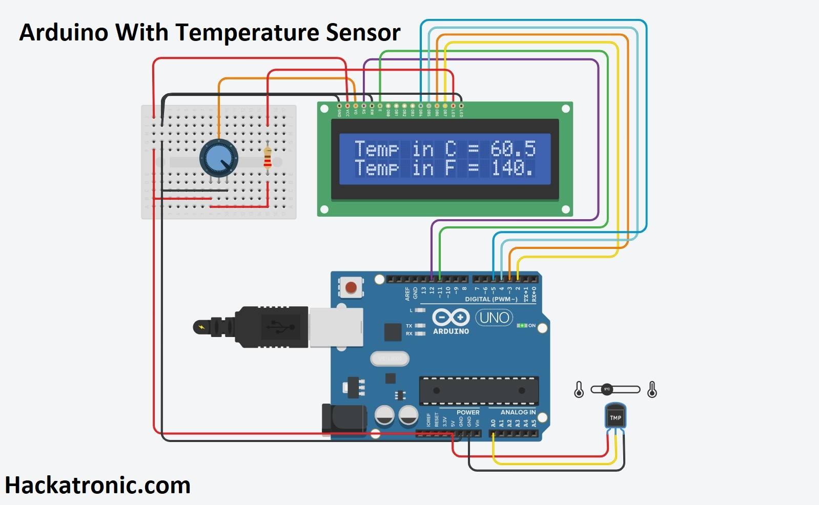 Arduino With Temperature Sensor Interfacing Lcd And Lm