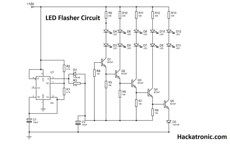 Led Flasher Circuit Diagram With 555 Timer 555 Timer Ic 6870