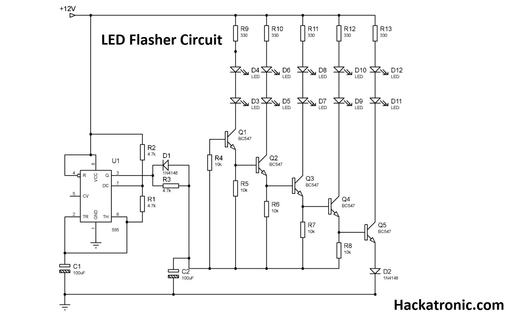 Mål vitamin Baglæns LED Flasher Circuit Diagram with 555 Timer » 555 timer IC
