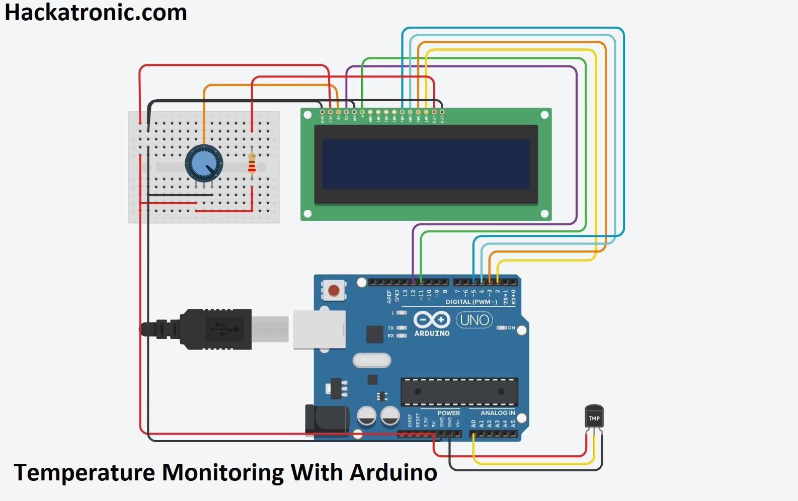 Arduino With Temperature Sensor Interfacing Lcd And Lm