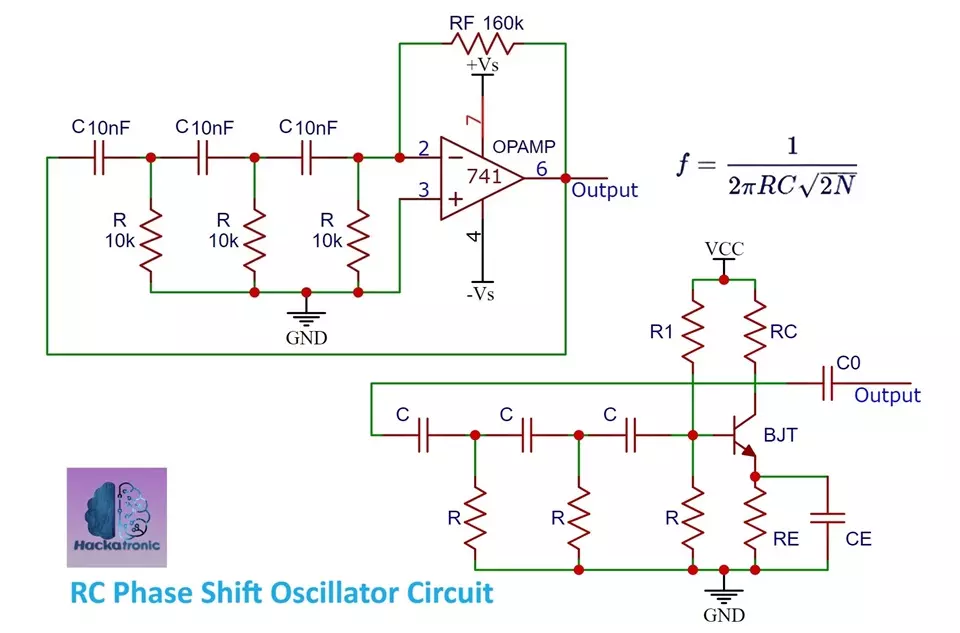 RC Phase Shift Oscillator Circuit