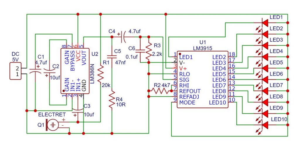 LM3915 LED VU Meter Circuit