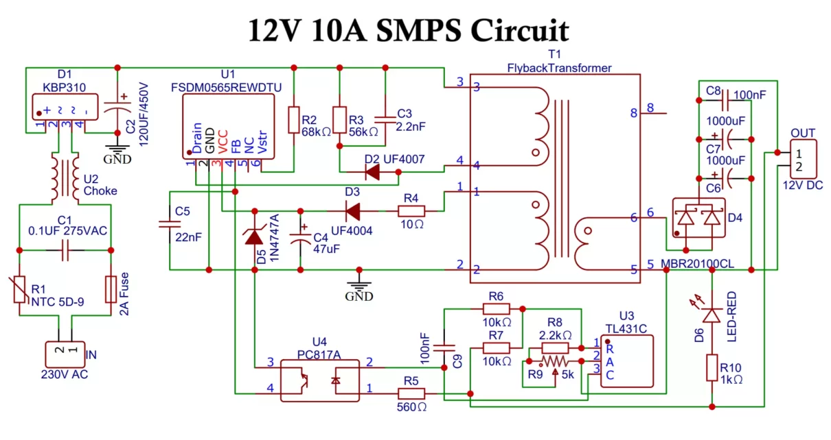 12V SMPS Circuit » Hackatronic