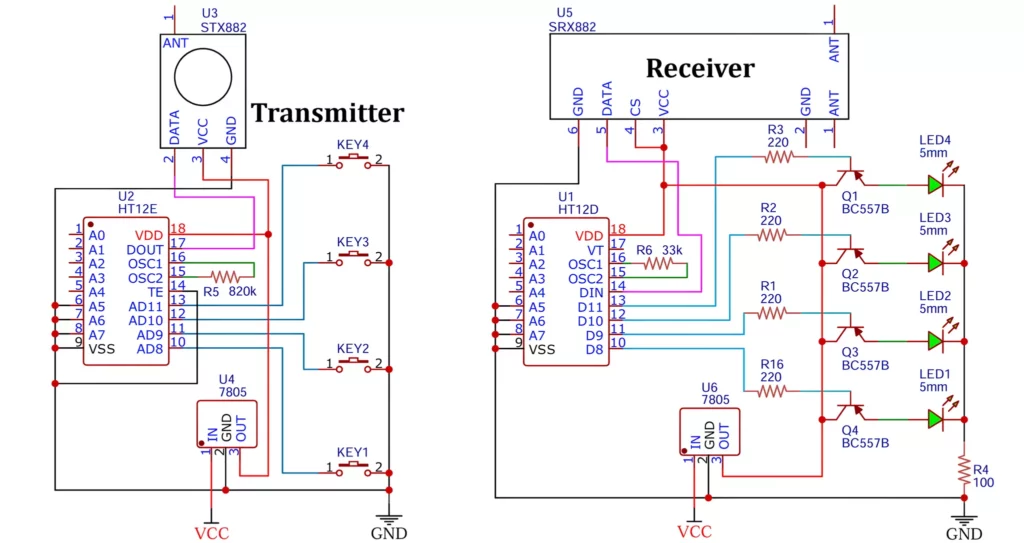 RF Transmitter and Receiver Circuit Diagram