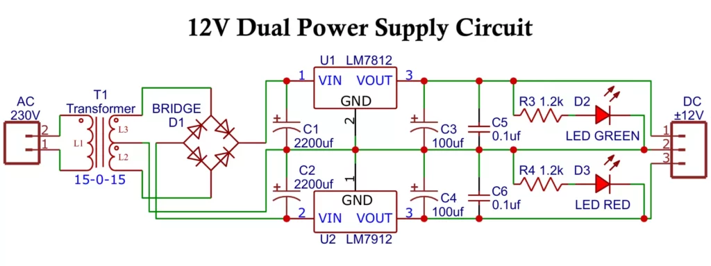 12V Dual Power Supply Circuit