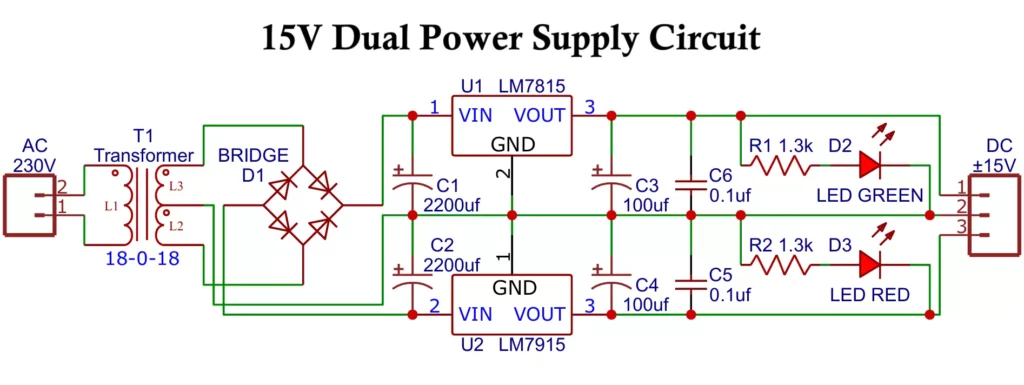 15V Dual Power Supply Circuit