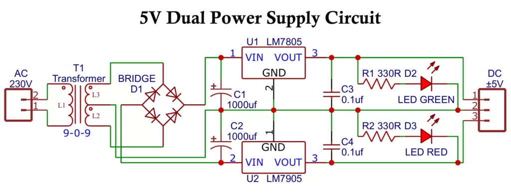 5V Dual Power Supply Circuit