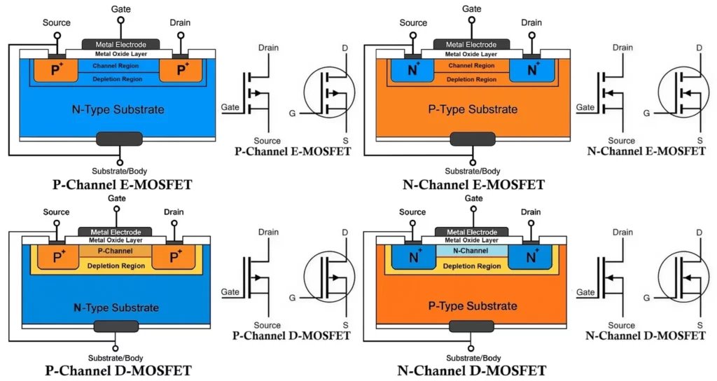 Difference Between D MOSFET and E MOSFET