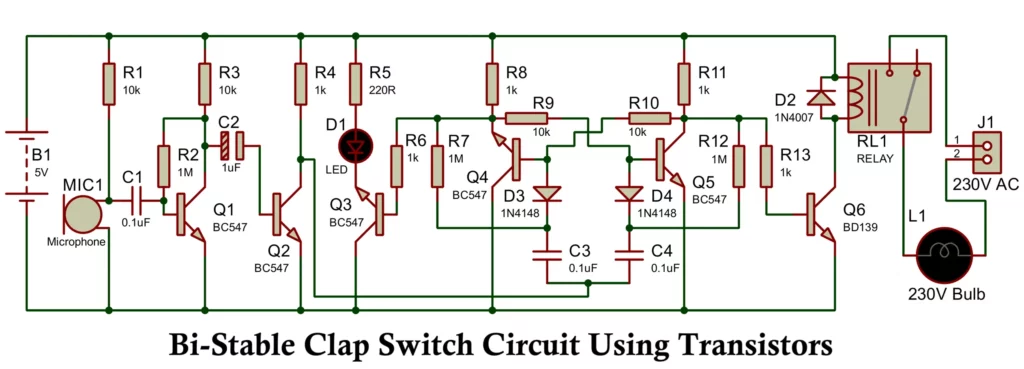 Clap Switch Circuit Using Transistors